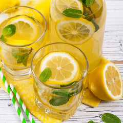 Lemonade Lemon Drink. Selective focus.