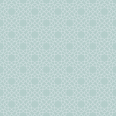 Seamless vector white ornament in arabian style. Geometric abstract background. Pattern for wallpapers and backgrounds