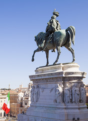 Close-up of Vittoriano, a monument built in honor of Victor Emmanuel, the first king of a unified...