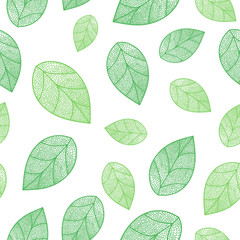 Spring leaves seamless pattern