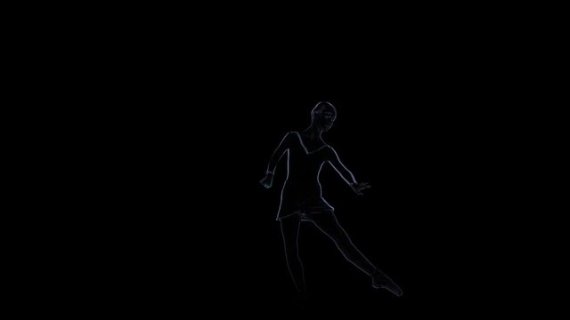 Computer graphics, silhouette ballet dancer girl on black background