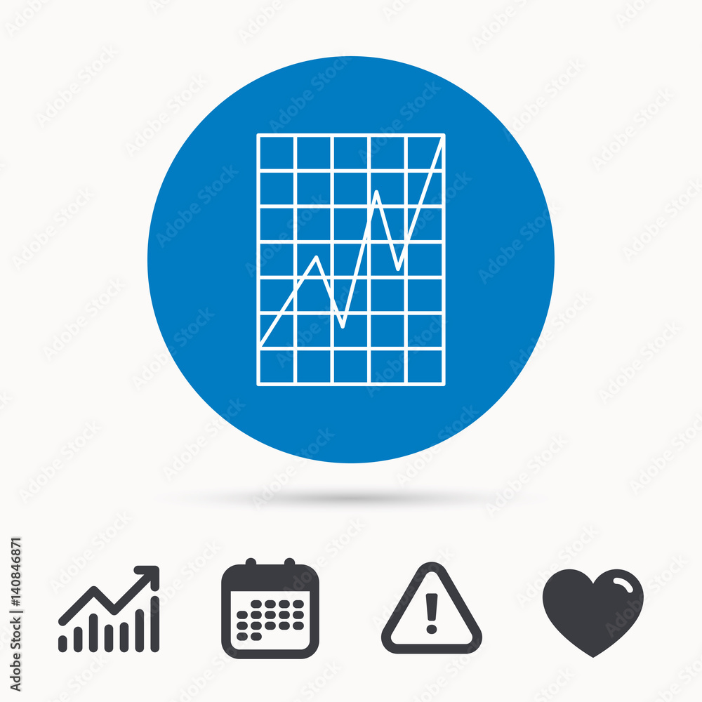 Poster chart curve icon. graph diagram sign. demand growth symbol. calendar, attention sign and growth char