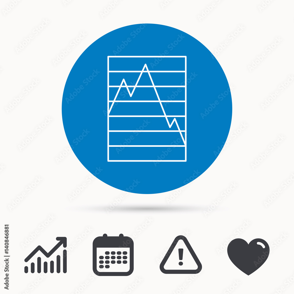 Poster chart curve icon. graph diagram sign. demand reduction symbol. calendar, attention sign and growth c
