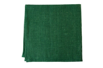 Green textile napkin on white