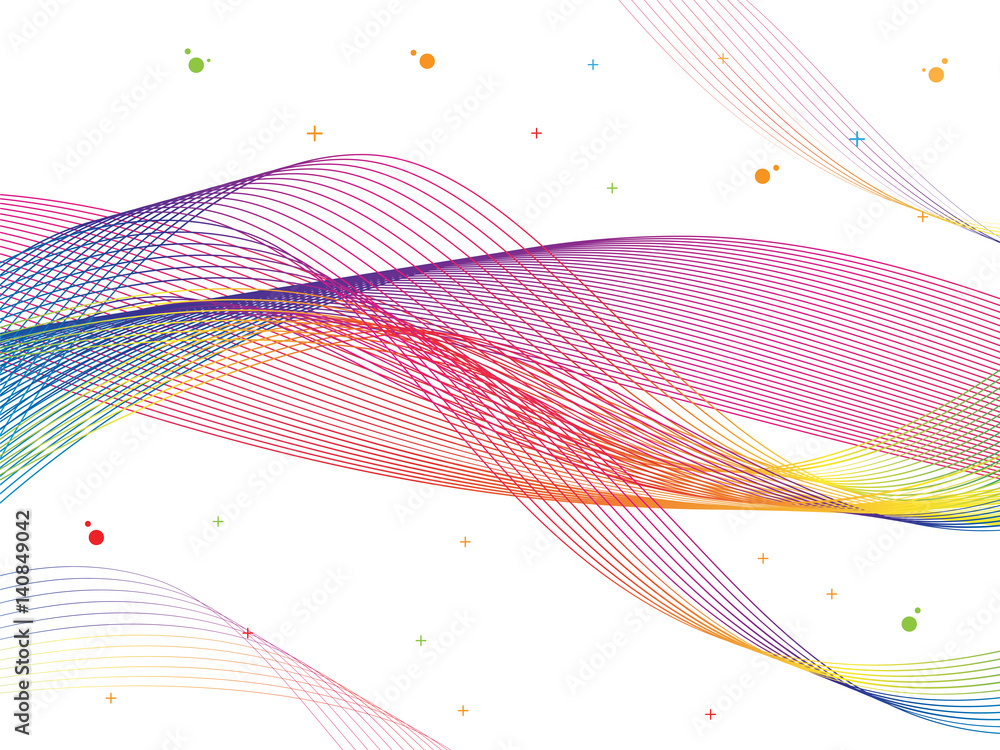 Poster abstract smooth color wave vector. curve flow colorful motion illustration.