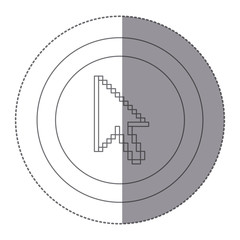 Fototapeta na wymiar sticker silhouette circular frame with pixelated cursor arrow vector illustration