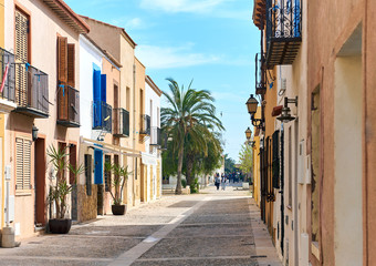 Fototapeta na wymiar Charming narrow street in the Island of Tabarca. Spain
