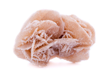 Macro mineral stone Rose winds on a white background