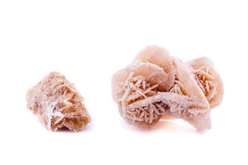Macro mineral stone Rose winds on a white background