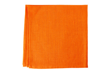 Orange textile napkin on white