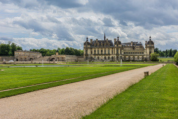 Park in famous Chateau de Chantilly. Oise, Picardie, France.