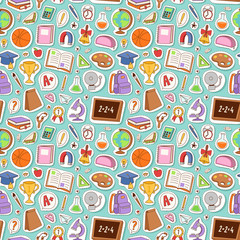 School icons seamless pattern background vector.