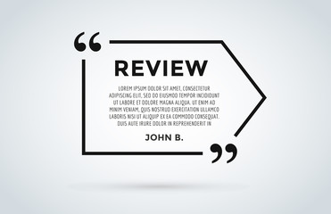 Website review quote citation blank template vector icon comment customer circle paper information text chat citing description dialog discussion