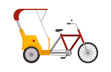 Rickshaw bike vector isolated taxi yellow tourism illustration transport isolated cab travelling service traffic icon symbol passenger sign delivery
