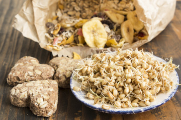 Healthy Eating, Sprouted Wheat, Whole Wheat Cookies and Muesli