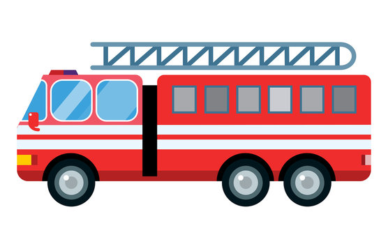 Fire truck car vector illustration isolated cartoon silhouette fast emergency service transport vehicle transportation alarm safety burning