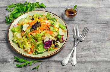 Fresh salad from lettuce leaves