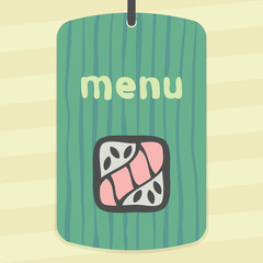 Vector outline sushi roll with raw fish japan food icon. Modern logo.