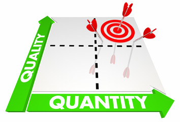 Quality Vs Quantity Decision Matrix Best Choice Words Arrow 3d Illustration