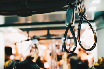 Hand grip strap inside sky train or MRT vintage color
