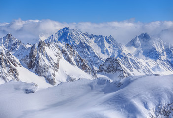 Fototapeta na wymiar View from Mt. Titlis in Switzerland in winter