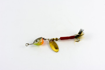 Exhibition of pirated copies of fishing metal spoon baits.