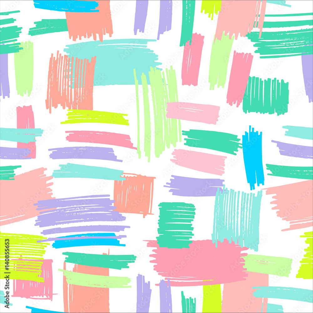 Poster vector seamless pattern with marker hand drawn strokes