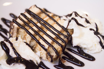 Cream and chocolate dessert