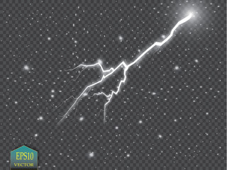 Fototapeta na wymiar Set of lightnings. Thunder-storm and lightnings. Magic and bright lighting effects. Vector Illustration