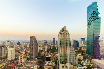Bangkok skyline Mahanakorn building cityscape sunset