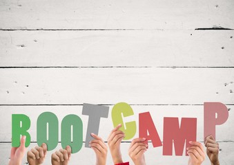 Hands holding bootcamp word