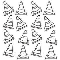 silhouette pattern traffic cone set flat vector illustration
