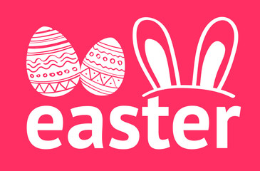 Naklejka premium Happy Easter. Easter Eggs and Ears Vector. For flyers, invitation, posters, brochure, banners.