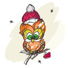 Pretty Owl on tree branch