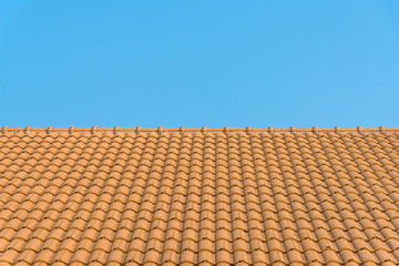 Modern tile roof with blue sky