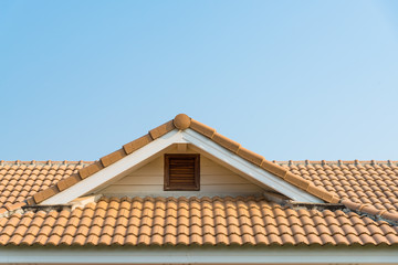 Modern tile roof with blue sky