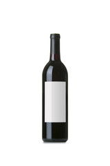 Red Wine on White Background with Blank Label