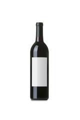 Red Wine on White Background with Blank Label