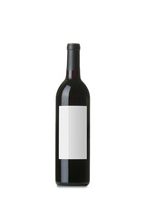 Red Wine on White Background with Blank Label