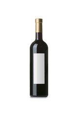 Red Wine on White Background with Blank Label
