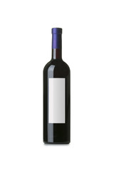 Red Wine on White Background with Blank Label