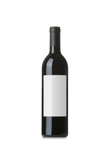 Red Wine on White Background with Blank Label