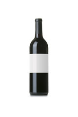 Red Wine on White Background with Blank Label