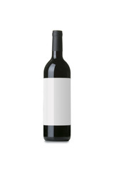 Red Wine on White Background with Blank Label