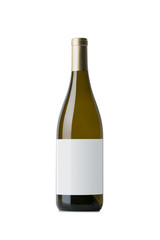 White Wine on White Background with Blank Label