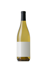 White Wine on White Background with Blank Label
