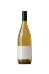 White Wine on White Background with Blank Label