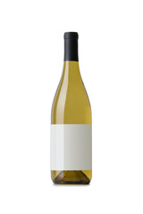 White Wine on White Background with Blank Label