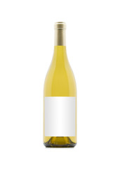 White Wine on White Background with Blank Label