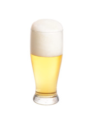 Cold beer in glass isolated on a white background.